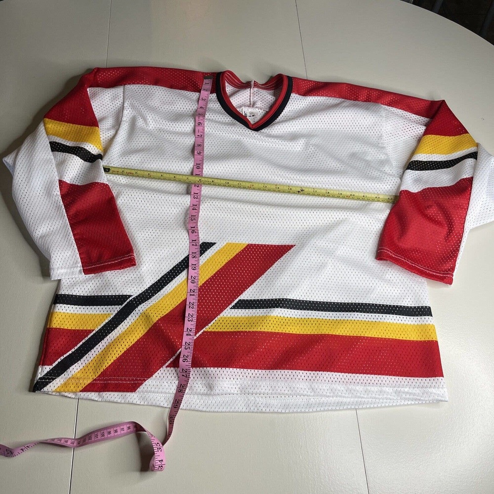 Bauer H.W. ca 26969 Blank white hockey jersey Red Yellow Black Size L Canada
